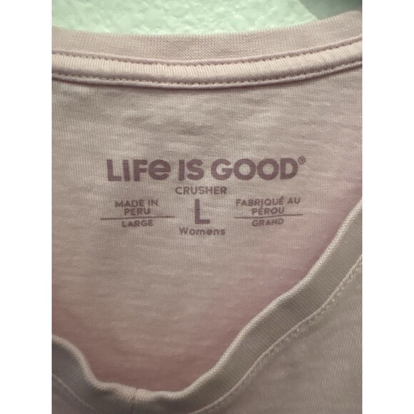 Life Is Good Women's Basic Casual Pink Short Sleeve Crusher T-Shirt Size Large - Picture 2 of 3